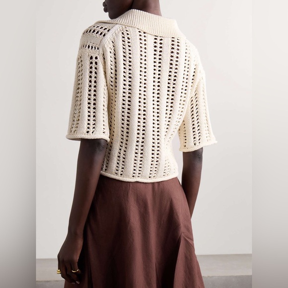 A.L.C. Emil Cropped Open-Knit Cotton Sweater - Picture 2 of 6